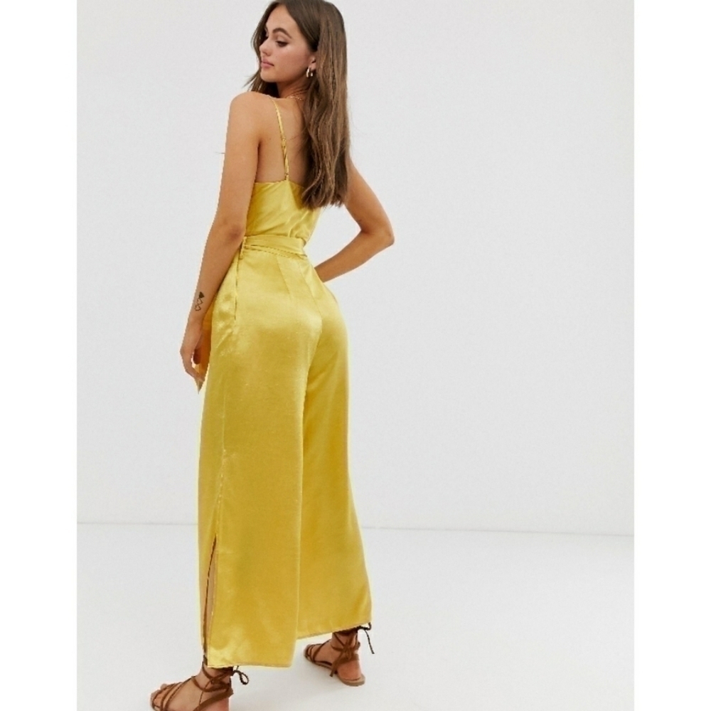 MOON River Metallic Gold Cowl Neck Jumpsuit size 4 - Picture 4 of 5
